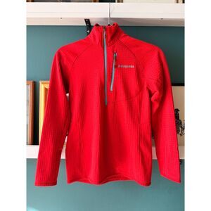Patagonia R1 Pullover 1/4 Zip Polartec Power Dry Grid in Red/Blue